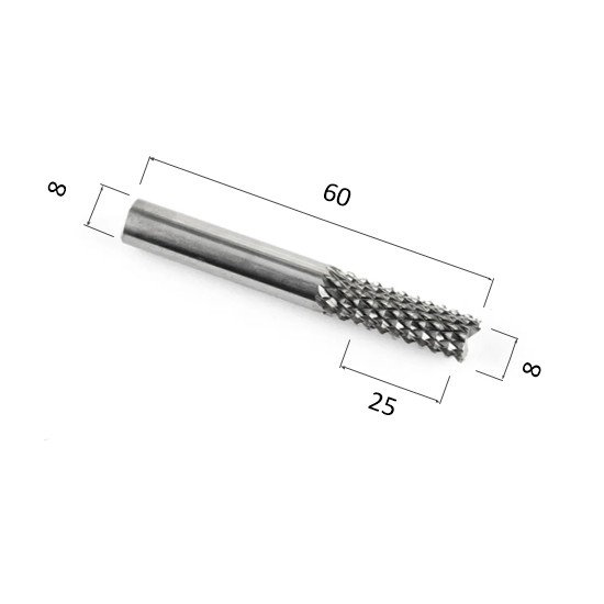 Фото фреза рашпильная прямая цилиндрическая многокромочная по акрилу, дереву, композиту (акп) djtol nst82 в Москве и Московской области
