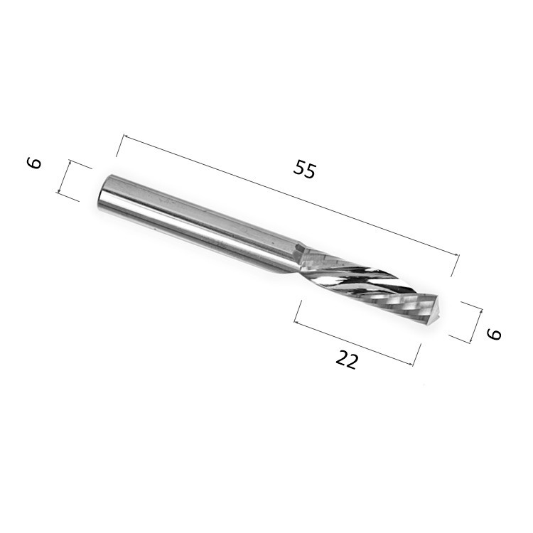 Фото фреза спиральная однозаходная стружка вниз (по дереву, композиту, пластику) djtol aa1lxd622 в Москве и Московской области