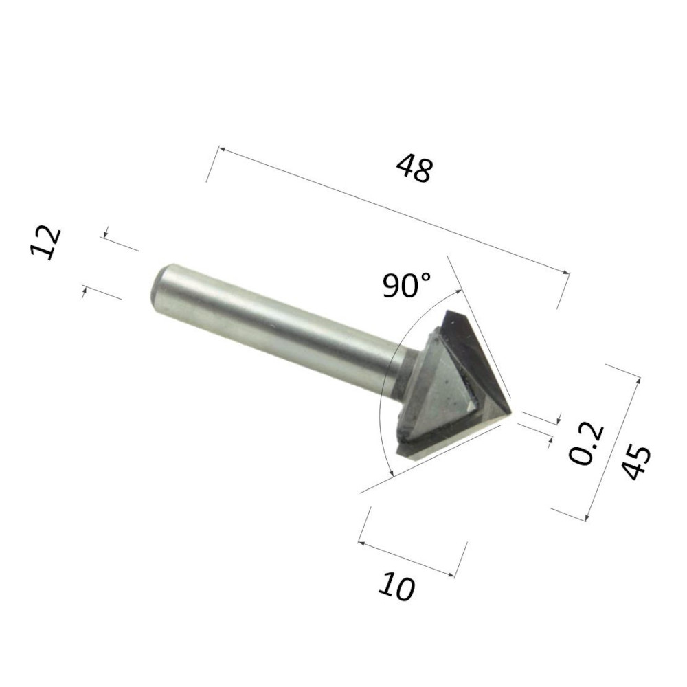 Фото фреза прямая v-образная двухзаходная по акрилу, дереву, композиту (акп) djtol n2v124590 в Москве и Московской области