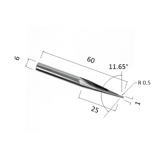 Фото фреза прямая конусная двухзаходная по акрилу, дереву, композиту (акп) djtol n2zxjq6251060 в Москве и Московской области