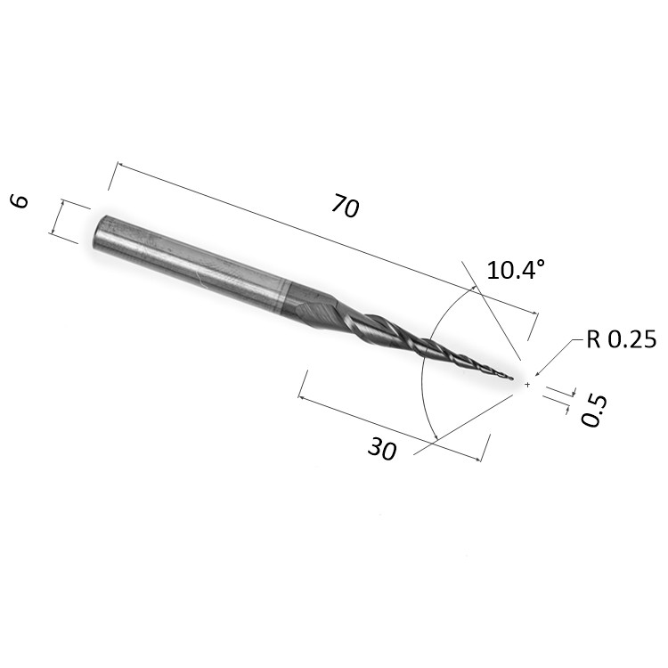 Фото фреза спиральная двухзаходная конусная сферическая (по дереву, композиту, пластику) djtol nx2qx63005 в Москве и Московской области