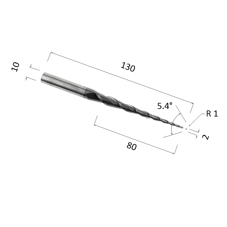 Фото фреза djtol nl2qx10.80.2 с покрытием altin спиральная двухзаходная конусная сферическая (по дереву,  в Москве и Московской области