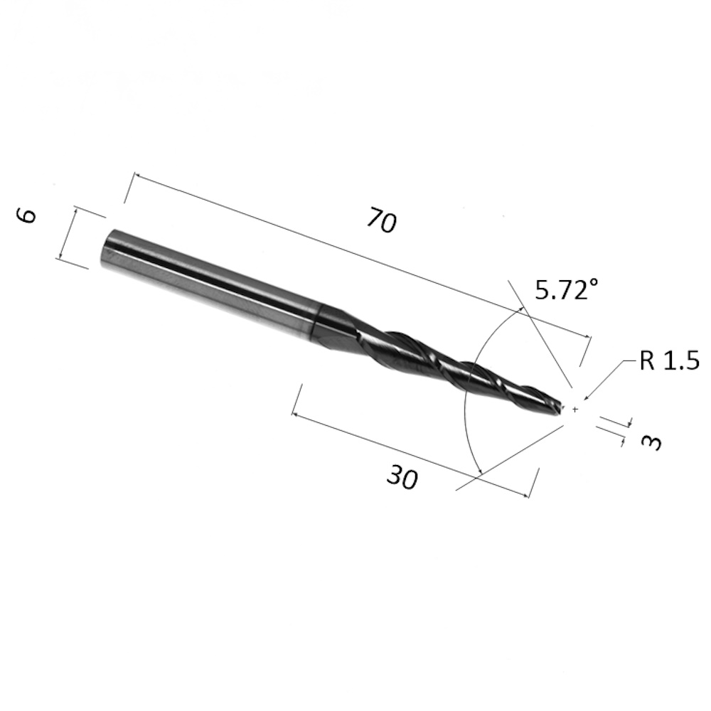 Фото фреза djtol nx2lx63030 спиральная двухзаходная конусная с плоским концом (по дереву, пластику, цветн в Москве и Московской области