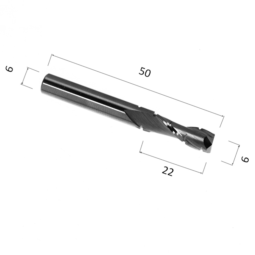 Фото фреза спиральная цилиндрическая двухзаходная по акрилу, дереву, композиту (акп) djtol nmcx6.22 в Москве и Московской области