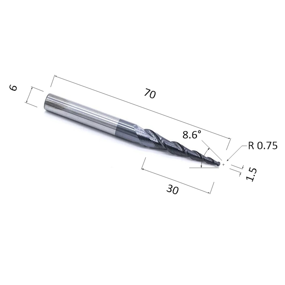 Фото фреза djtol nl2qx6.30.1.5 с покрытием altin спиральная двухзаходная конусная сферическая (по дереву, в Москве и Московской области