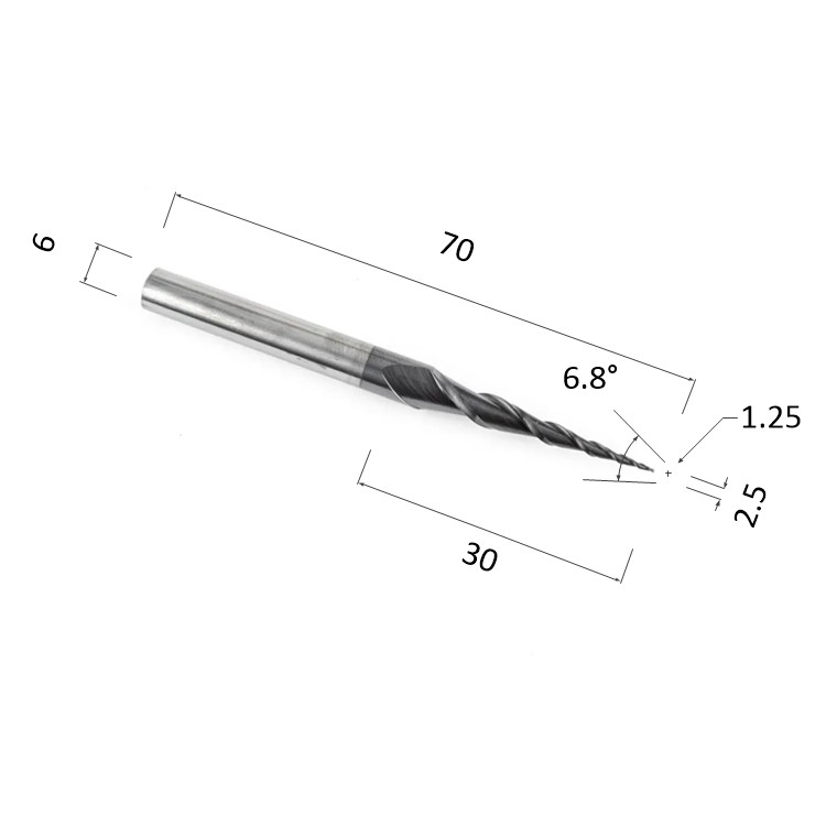 Фото фреза спиральная конусная двухзаходная по акрилу, дереву, композиту (акп) djtol al2qx6.30.2.5 в Москве и Московской области