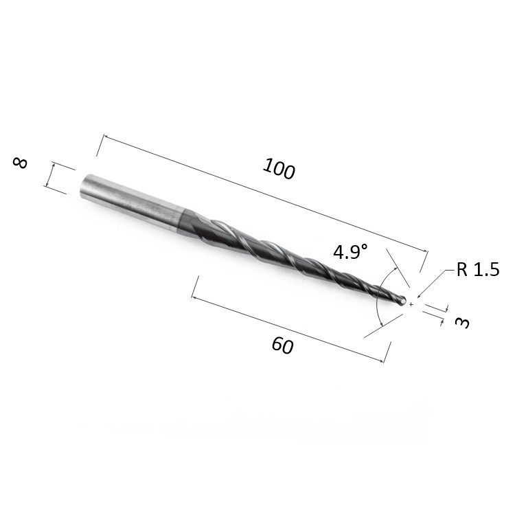 Фото фреза djtol nl2qx8.60.3 с покрытием altin спиральная двухзаходная конусная сферическая (по дереву, к в Москве и Московской области