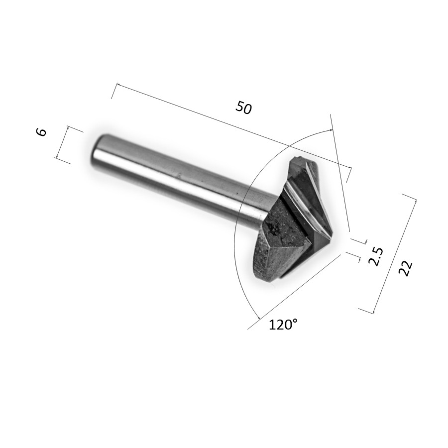 Фото фреза прямая v-образная двухзаходная по алюминию, композиту (акп), меди djtol atv62212025 в Москве и Московской области
