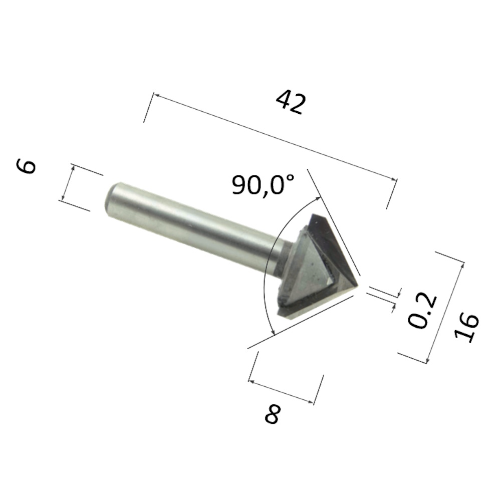 Фото фреза djtol n2v61690 v-образная конусная (по дереву, композиту (акп), пластику) в Москве и Московской области