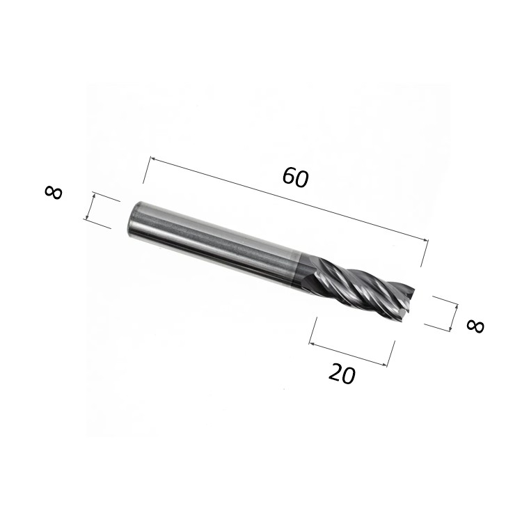 Фото фреза djtol as4lx08 спиральная четырехзаходная с покрытием altin (по стали, цветным металлам (алюмин в Москве и Московской области