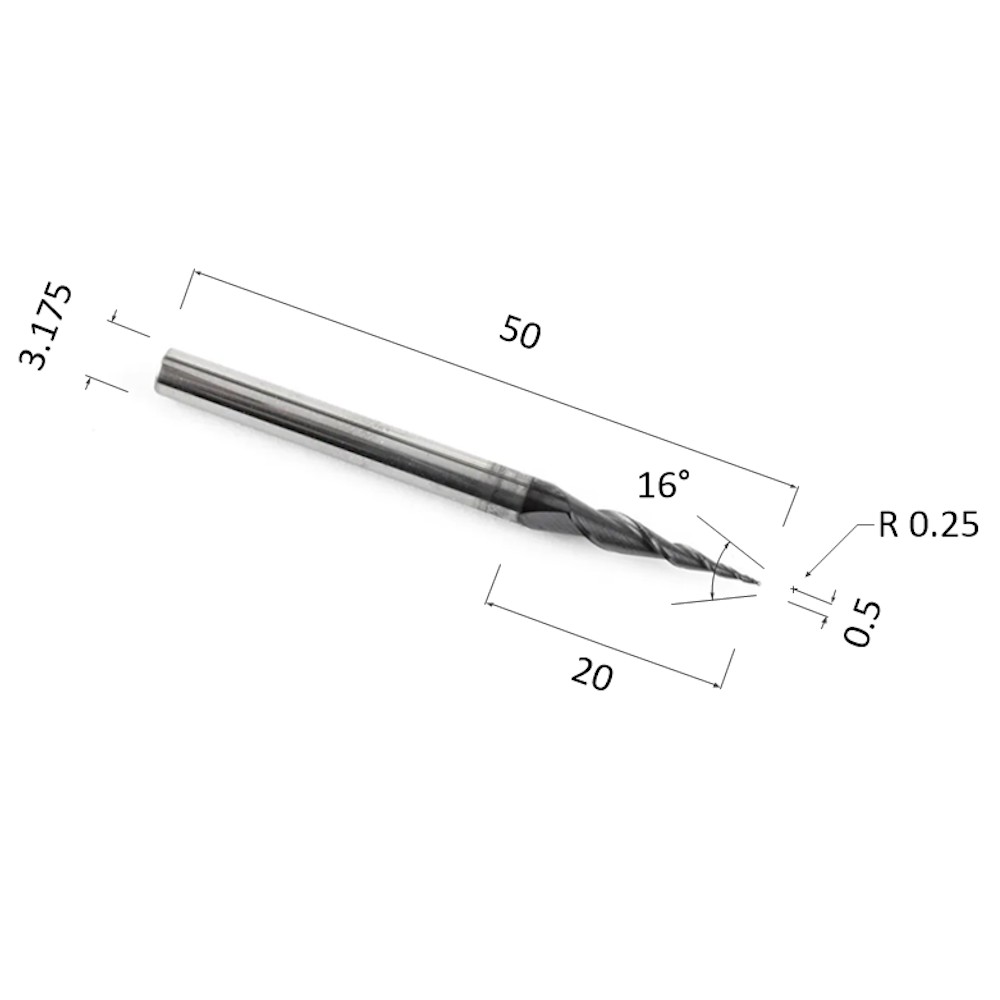 Фото фреза спиральная конусная двухзаходная по акрилу, дереву, композиту (акп) djtol nl2qx3.20.0.5 в Москве и Московской области