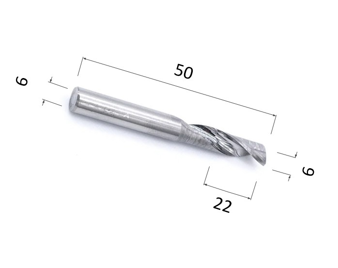 Фото фреза спиральная цилиндрическая однозаходная по алюминию, композиту (акп), меди djtol al1lx622 в Москве и Московской области