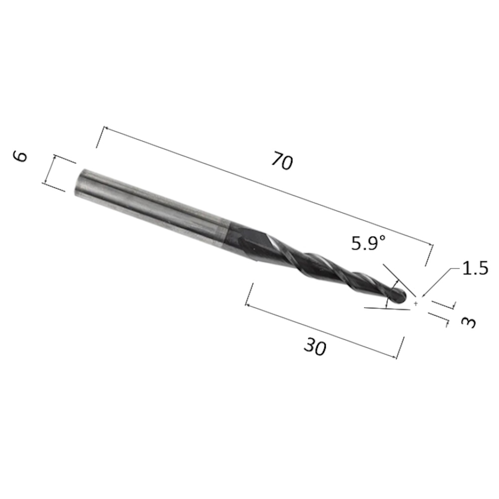 Фото фреза djtol al2qx6.30.3 с покрытием altin спиральная двухзаходная конусная сферическая (по дереву, к в Москве и Московской области