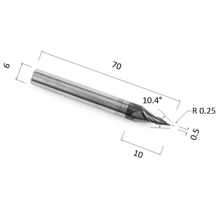 Фото фреза спиральная конусная двухзаходная по акрилу, дереву, композиту (акп) djtol al2qx6.10.0.5 в Москве и Московской области