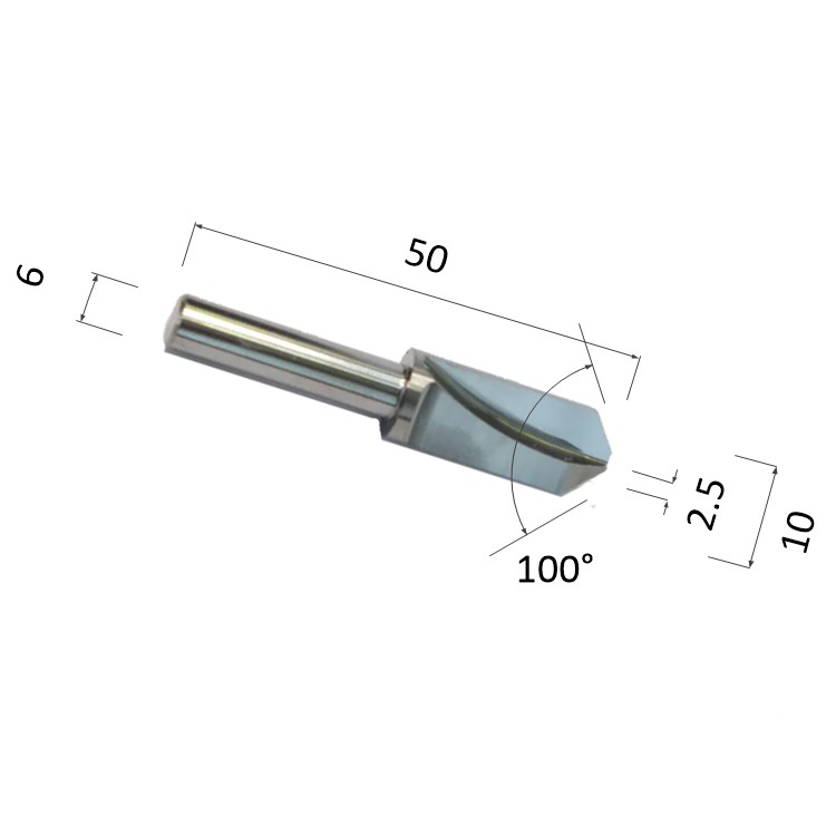 Фото фреза djtol azv61010025 v-образная двухзаходная сгибочная (по композиту (акп)) в Москве и Московской области