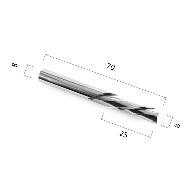 Фото фреза djtol n2lxd825 спиральная двухзаходная стружка вниз (по дереву, композиту (акп), пластику) в Москве и Московской области