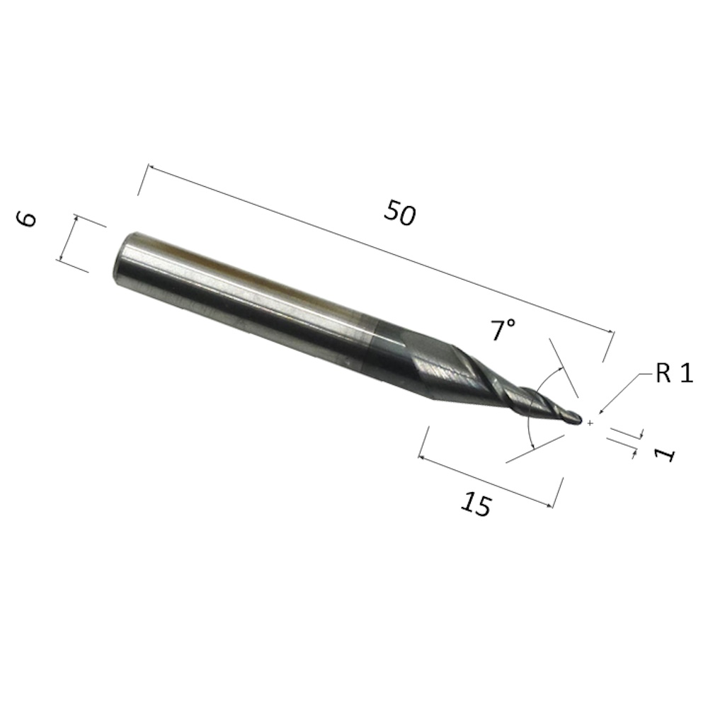 Фото фреза спиральная конусная двухзаходная по стали, алюминию, твердому дереву djtol asl2qx6.15.10 в Москве и Московской области