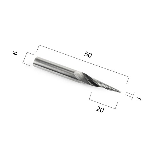 Фото фреза спиральная конусная однозаходная по акрилу, дереву, композиту (акп) djtol nx1lx62010 в Москве и Московской области