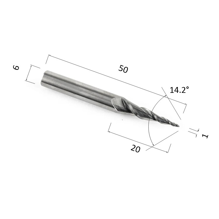 Фото фреза спиральная конусная двухзаходная по акрилу, дереву, композиту (акп) djtol nx2lx62010 в Москве и Московской области