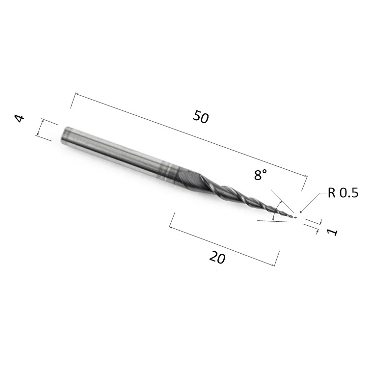 Фото фреза djtol al2qx4.20.1 с покрытием altin спиральная двухзаходная конусная сферическая (по дереву, к в Москве и Московской области