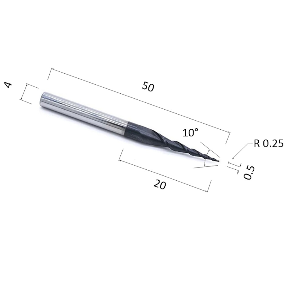 Фото фреза спиральная конусная двухзаходная по акрилу, дереву, композиту (акп) djtol nl2qx4.20.0.5 в Москве и Московской области