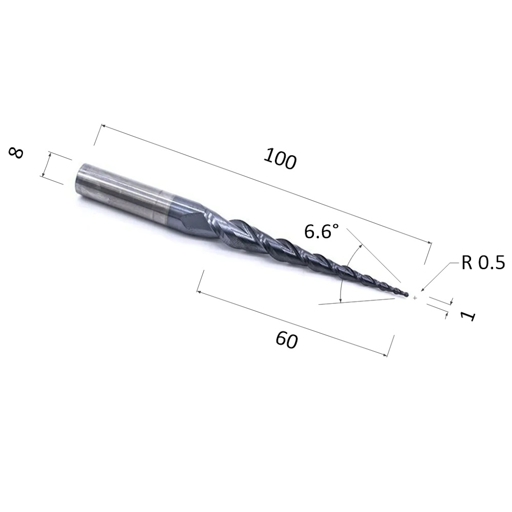 Фото фреза спиральная конусная двухзаходная по акрилу, дереву, композиту (акп) djtol nl2qx8.60.1 в Москве и Московской области