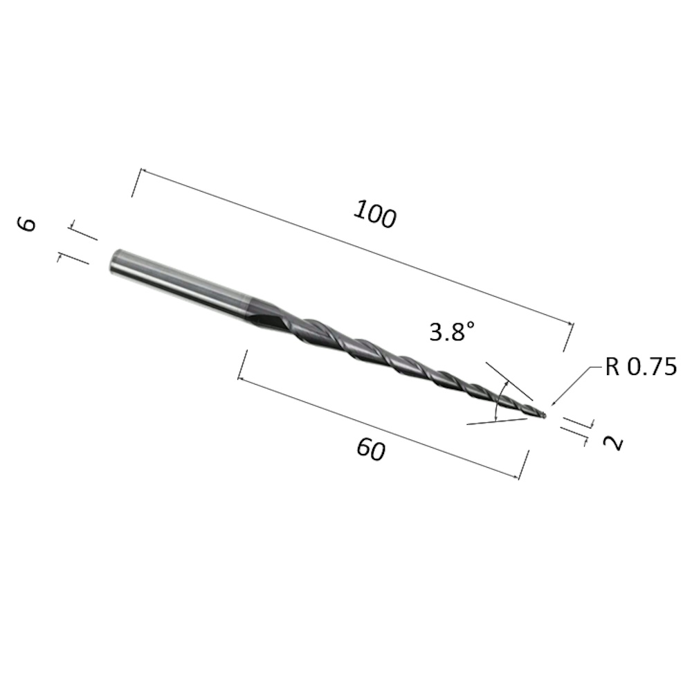 Фото фреза спиральная конусная двухзаходная по акрилу, дереву, композиту (акп) djtol nl2qx6.60.2 в Москве и Московской области
