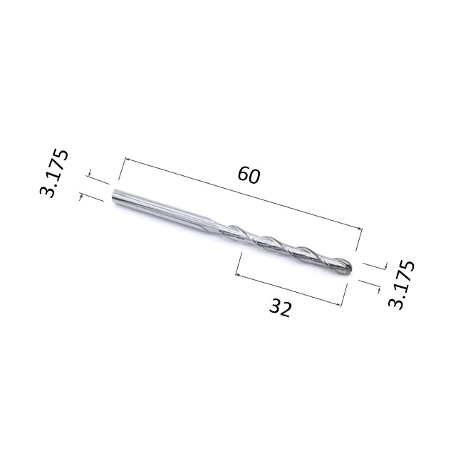 Фото фреза djtol n2qx3.32 спиральная двухзаходная сферическая (по дереву, композиту (акп), пластику) в Москве и Московской области