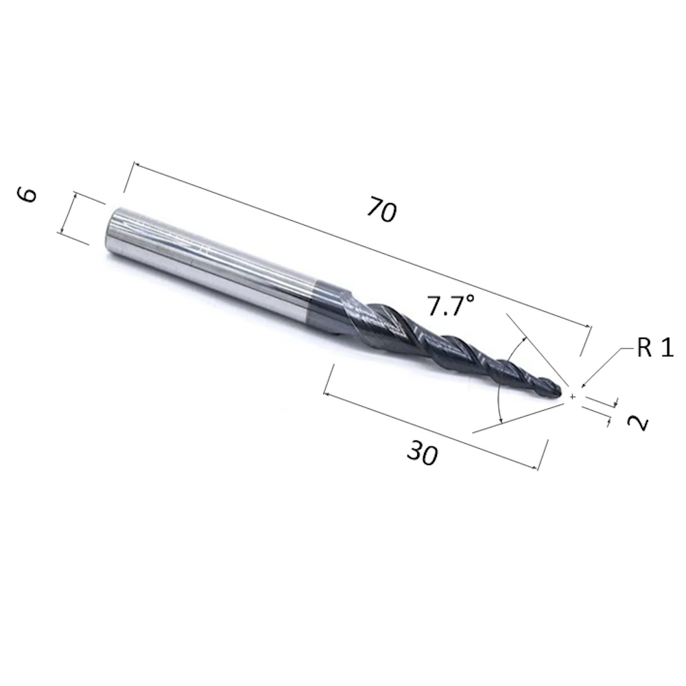 Фото фреза djtol nl2qx6.30.2.0 с покрытием altin спиральная двухзаходная конусная сферическая (по дереву, в Москве и Московской области