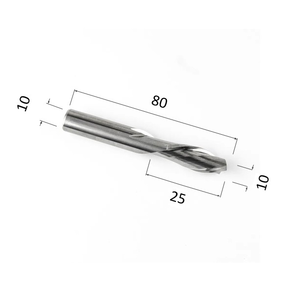 Фото фреза djtol n2lxd1025 спиральная двухзаходная стружка вниз (по дереву, композиту (акп), пластику) в Москве и Московской области