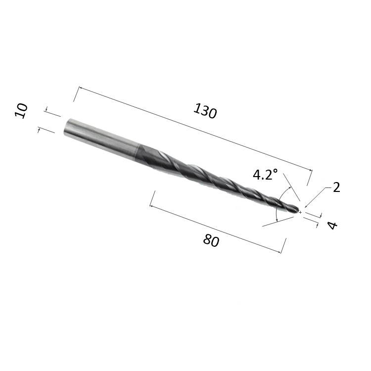 Фото фреза спиральная конусная двухзаходная по акрилу, дереву, композиту (акп) djtol nl2qx10.80.4 в Москве и Московской области