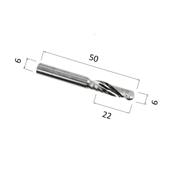 Фото фреза djtol n1lqx622 спиральная однозаходная сферическая (по дереву, пластику) в Москве и Московской области