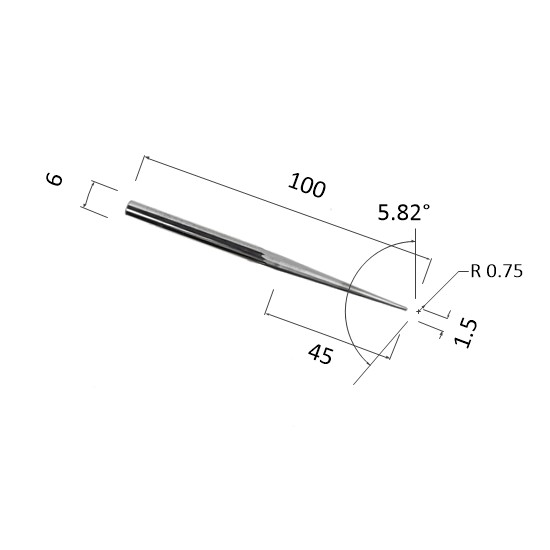 Фото фреза прямая конусная двухзаходная по акрилу, дереву, композиту (акп) djtol n2zxjq64515100 в Москве и Московской области