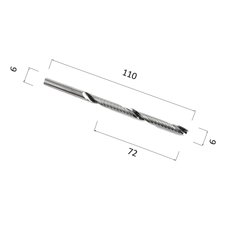 Фото фреза djtol n1lx672 спиральная однозаходная стружка вверх (по дереву, композиту (акп), пластику) в Москве и Московской области