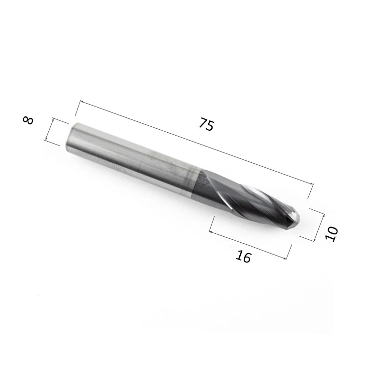 Фото фреза djtol as2qx10 спиральная двухзаходная сферическая с покрытием altin (по стали, цветным металла в Москве и Московской области