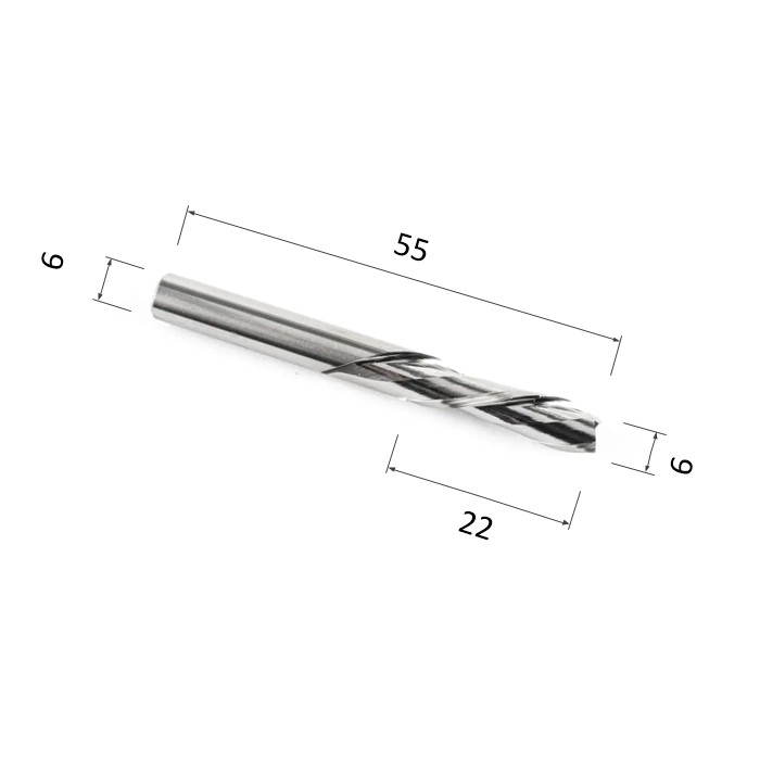 Фото фреза спиральная двухзаходная стружка вниз (по дереву, композиту, пластику) djtol a2lxd622 в Москве и Московской области