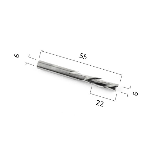 Фото фреза djtol n2lxd622 спиральная двухзаходная стружка вниз (по дереву, композиту (акп), пластику) в Москве и Московской области