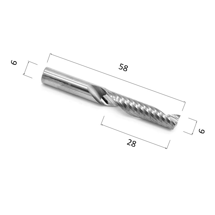 Фото фреза djtol n1lx628 спиральная однозаходная стружка вверх (по дереву, композиту (акп), пластику) в Москве и Московской области